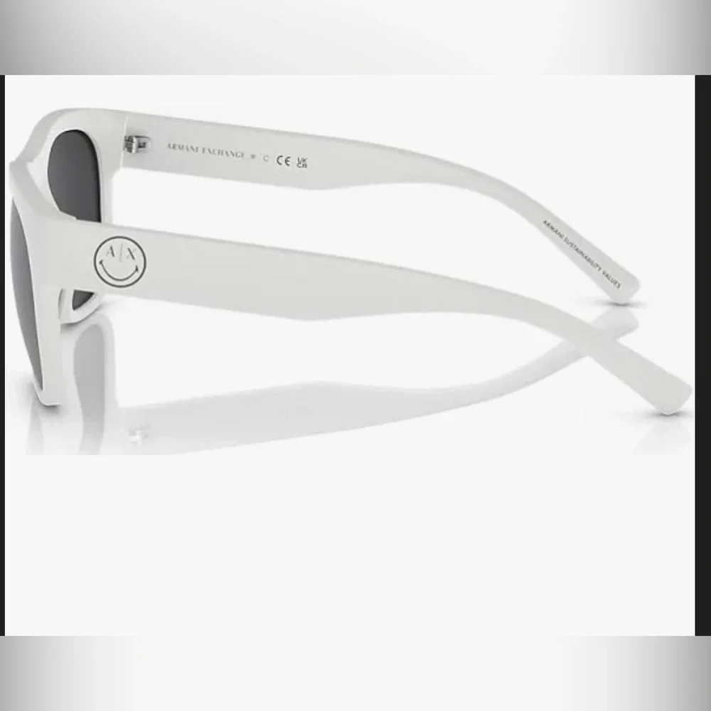 Armani Exchange Man Matte White Frame Grey Mirror Silver Lenses Sunglasses new‎